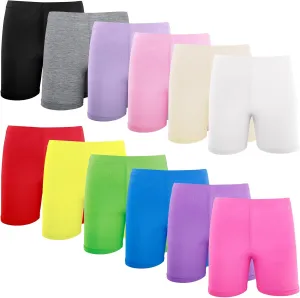 12 Pack Pastel Girls Dance Shorts for Toddlers, Biker Style Under Dress, Suited for Cartwheels, Gymnastics and Yoga