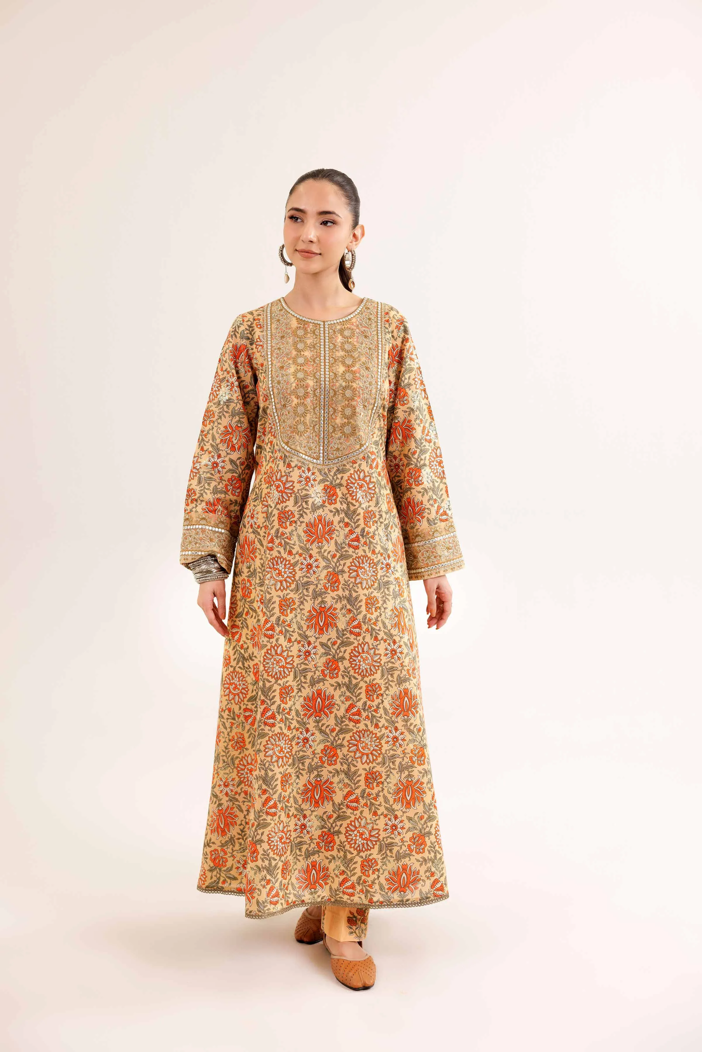 2 Piece - Printed Embroidered Suit - PE25-427