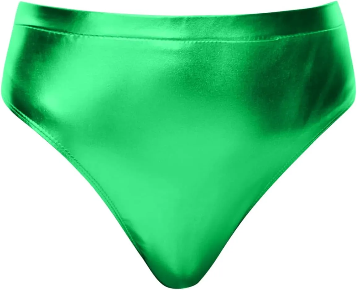 2024 Women's Metallic Faux Leather Shorts Elastic High Waist Shorts Shiny Sexy Rave Short Hot Pants for Party Clubwear