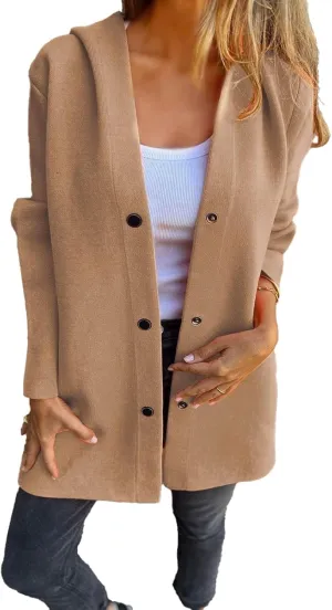 2025 Womens Jackets Casual Single Breasted Hooded, Casual Womens Jacket, Single Breasted Trench Coats for Women