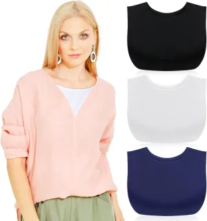 3 Pieces Fake Collars for Women Modesty Panels Crew Collar Neckline Cleavage Cover for Women Under Blouses Favors
