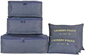 6PCS Waterproof Packing Cubes Travel Luggage Packing Organizer Pouch Clothes Storage Bag Suitcase for Toiletry (Blue), PP020302