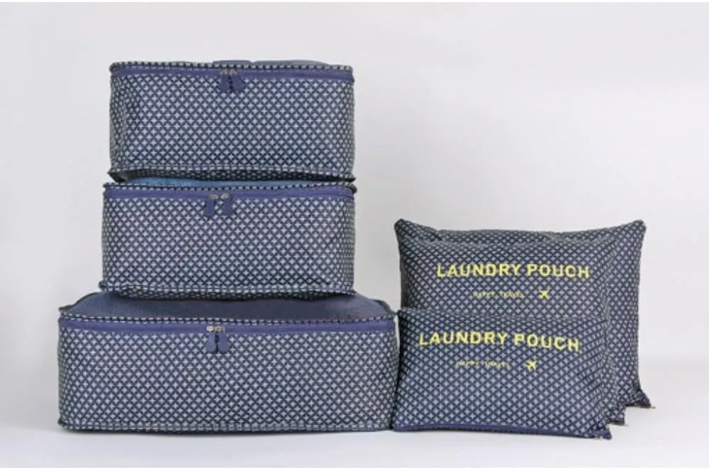 6PCS Waterproof Packing Cubes Travel Luggage Packing Organizer Pouch Clothes Storage Bag Suitcase for Toiletry (Blue), PP020302