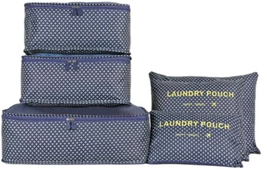 6PCS Waterproof Packing Cubes Travel Luggage Packing Organizer Pouch Clothes Storage Bag Suitcase for Toiletry (Blue), PP020302
