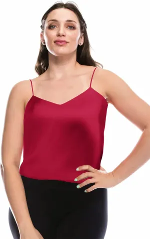 7th Element Womens Silk Satin Camisole Plus Size Tank Tops V Neck Casual Cami Sleeveless Blouses Summer Basic Tank Shirt
