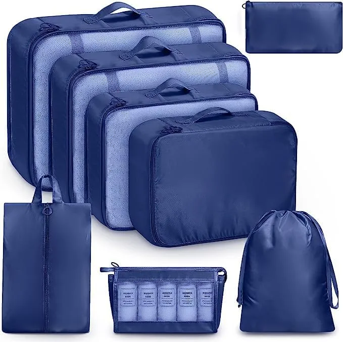 8 Set Packing Cubes for Travel, Luggage Organizer Bags for TravelEssentials, Travel Cubes for Carry on Suitcases (Beige)