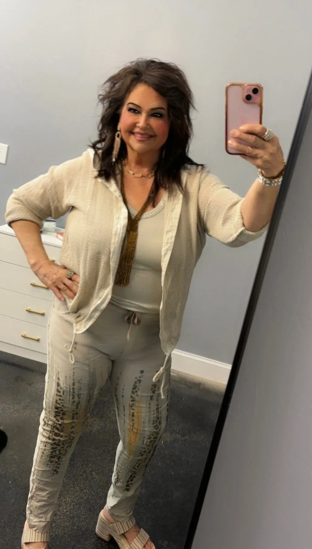 A Touch of Animal Shimmer Khaki pants