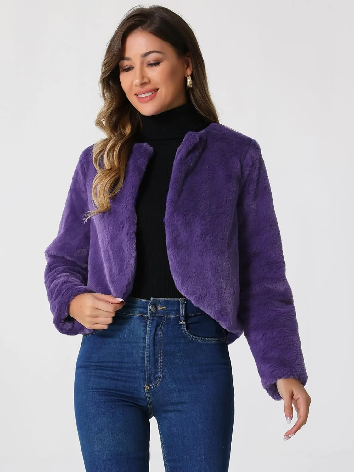 Allegra K Formal Bolero Shrug for Women's Cropped Faux Fur Jacket for Wedding Dresses