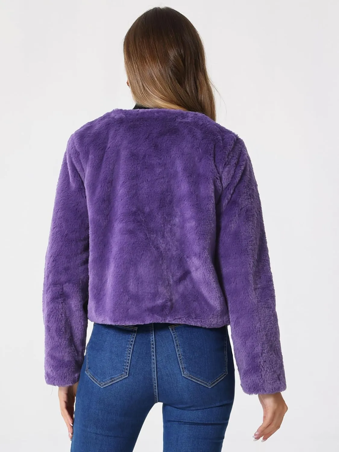 Allegra K Formal Bolero Shrug for Women's Cropped Faux Fur Jacket for Wedding Dresses