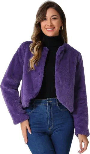Allegra K Formal Bolero Shrug for Women's Cropped Faux Fur Jacket for Wedding Dresses
