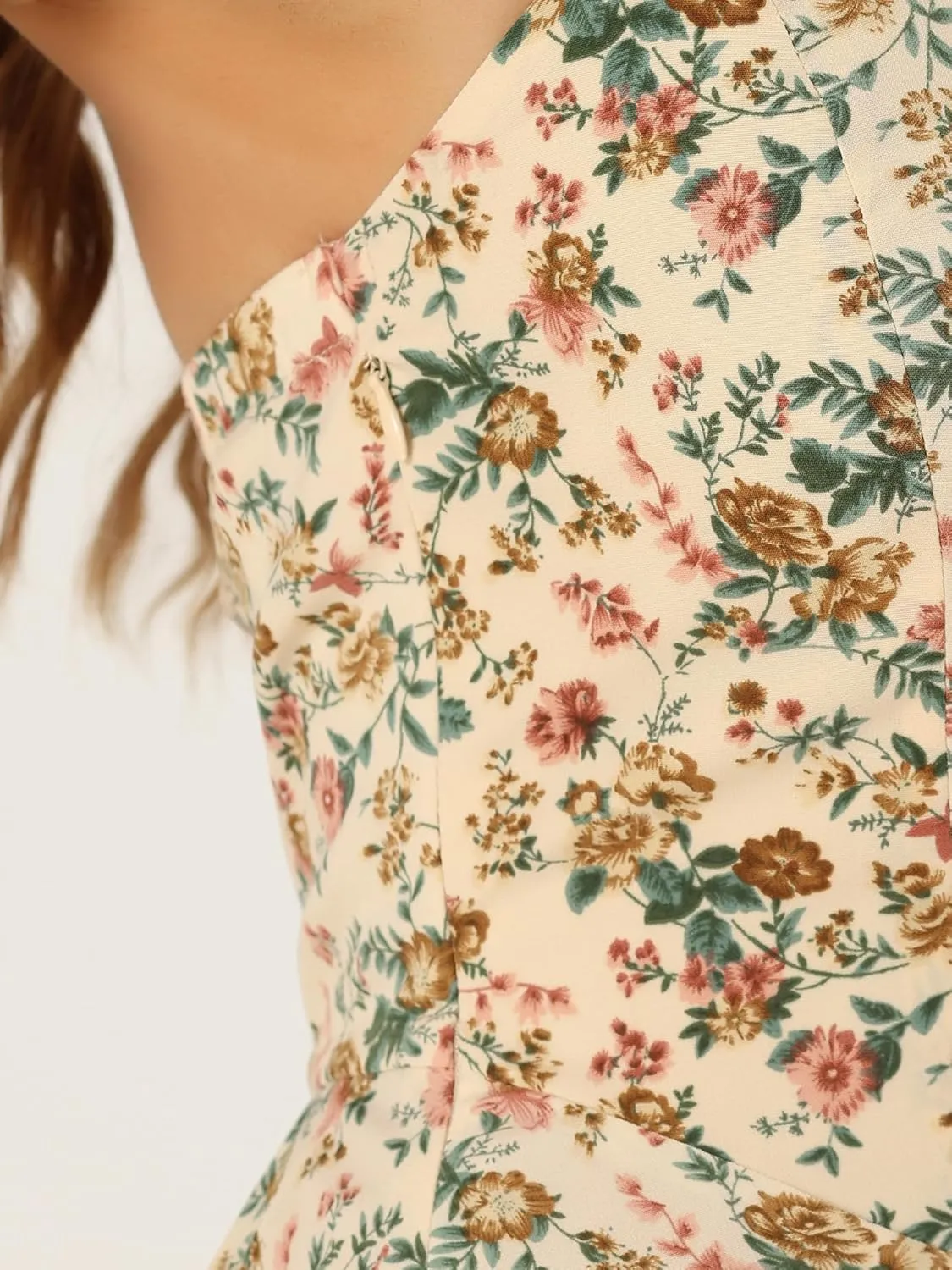 Allegra K Halter Neck Floral Dress for Women's Summer Sundress Sleeveless Lace Up Midi Dresses