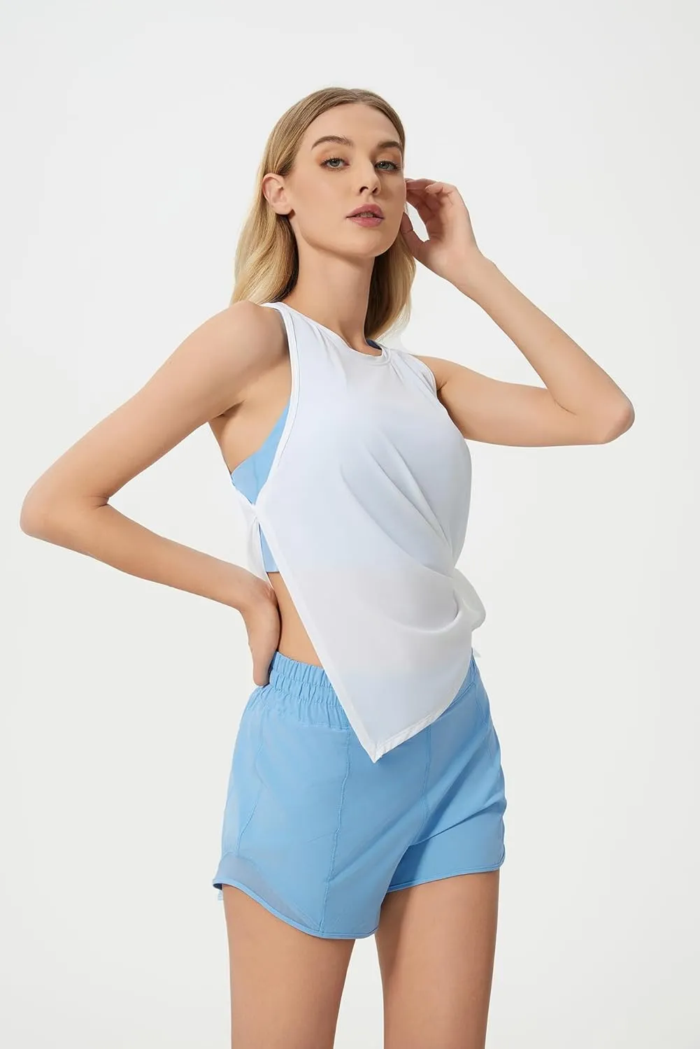 altiland Cool Feeling Workout Tank Top for Woman, Side-Slit Quick Dry Athletic Yoga Exercise Running Tops Relaxed-Fit