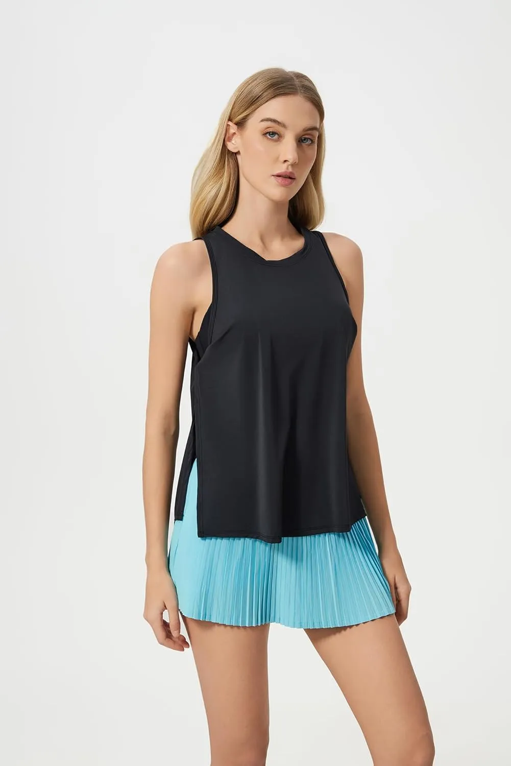 altiland Cool Feeling Workout Tank Top for Woman, Side-Slit Quick Dry Athletic Yoga Exercise Running Tops Relaxed-Fit