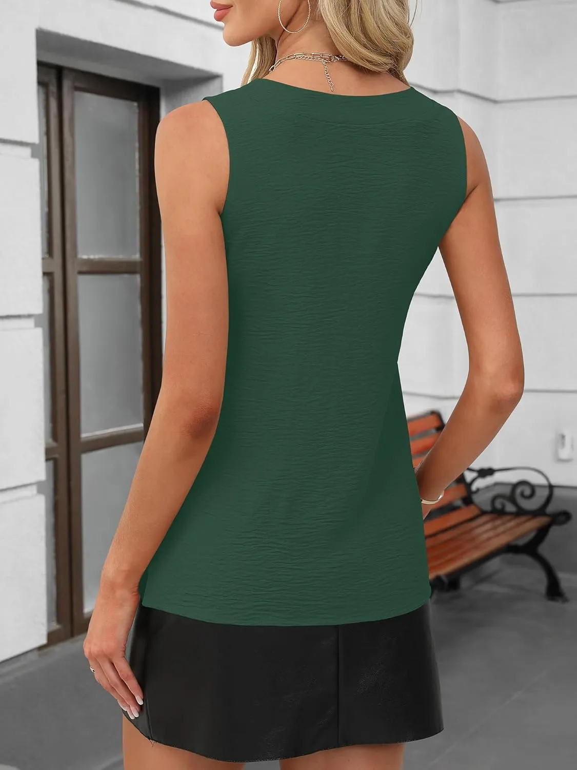 ANRABESS Tank Top for Women Dressy Casual Business Work Blouses Sleeveless V Neck Textured Tops 2025 Spring Summer Outfits