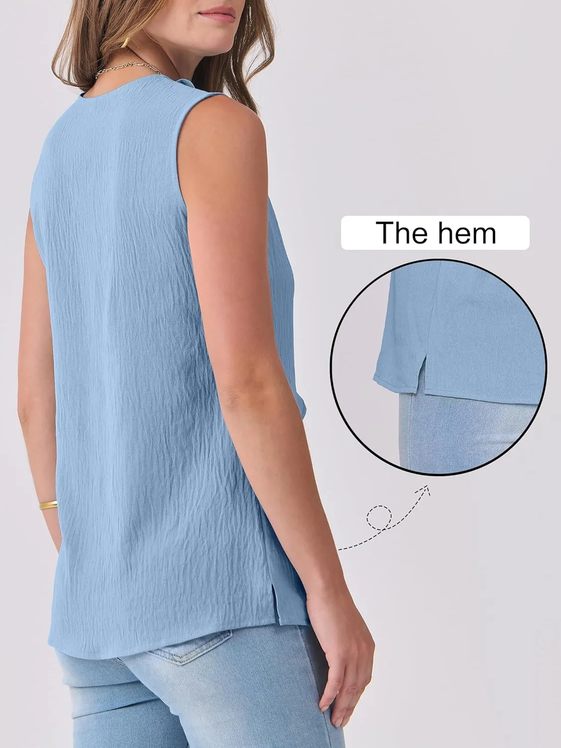 ANRABESS Womens Summer Tank Tops V Neck Sleeveless Ruffle Business Texture Shirts 2025 Ladies Casual Dressy Blouses Outfits
