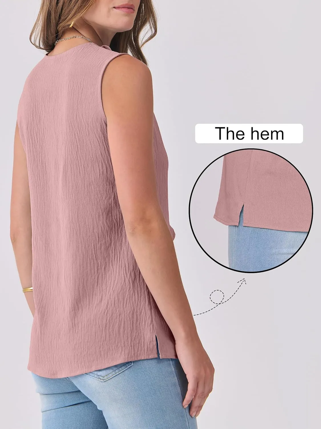 ANRABESS Womens Summer Tank Tops V Neck Sleeveless Ruffle Business Texture Shirts 2025 Ladies Casual Dressy Blouses Outfits