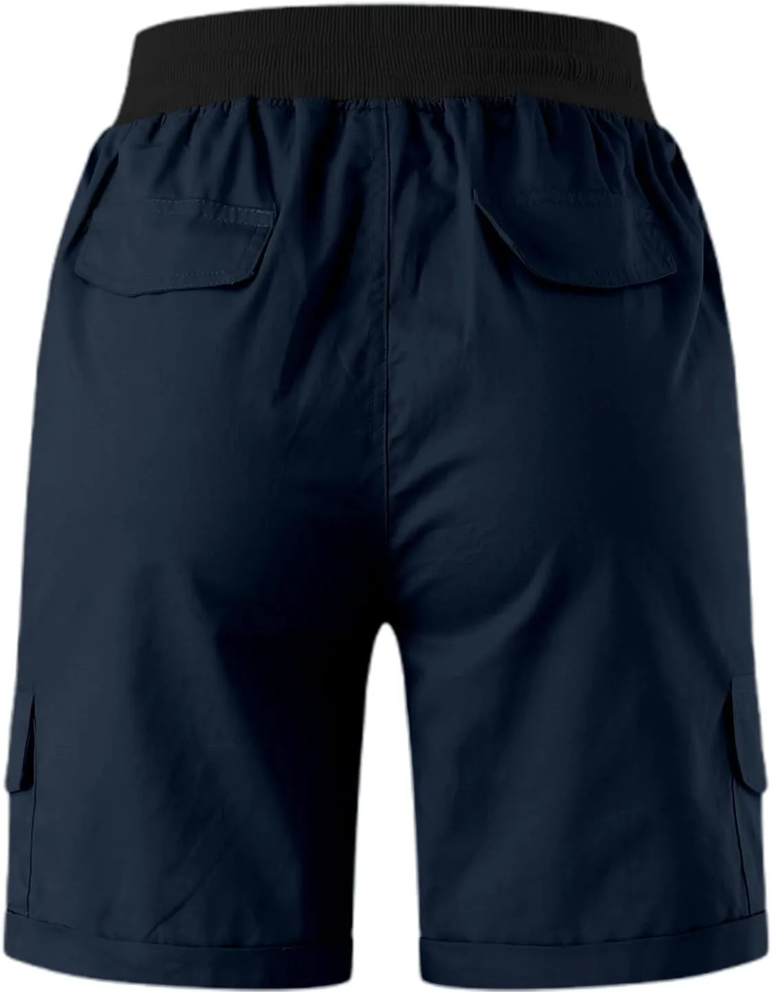 Baggy Cargo Shorts Women Elastic High Waisted Drawstring Summer Twill Hiking Shorts Loose Fit Outdoor Outfits w/Pockets