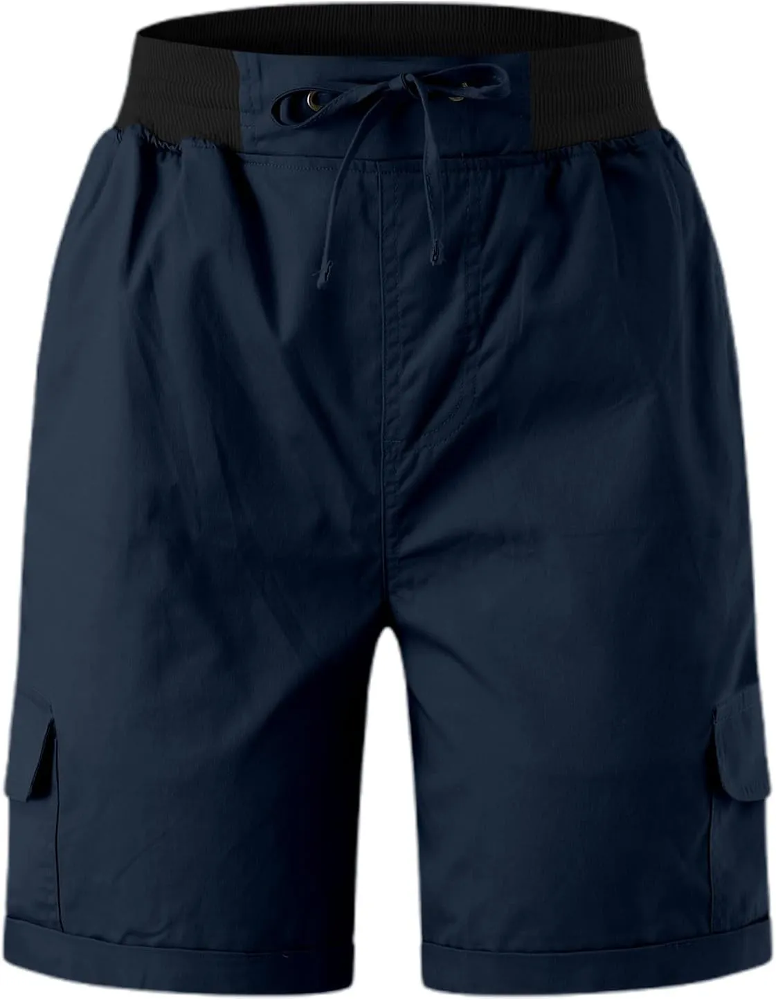 Baggy Cargo Shorts Women Elastic High Waisted Drawstring Summer Twill Hiking Shorts Loose Fit Outdoor Outfits w/Pockets