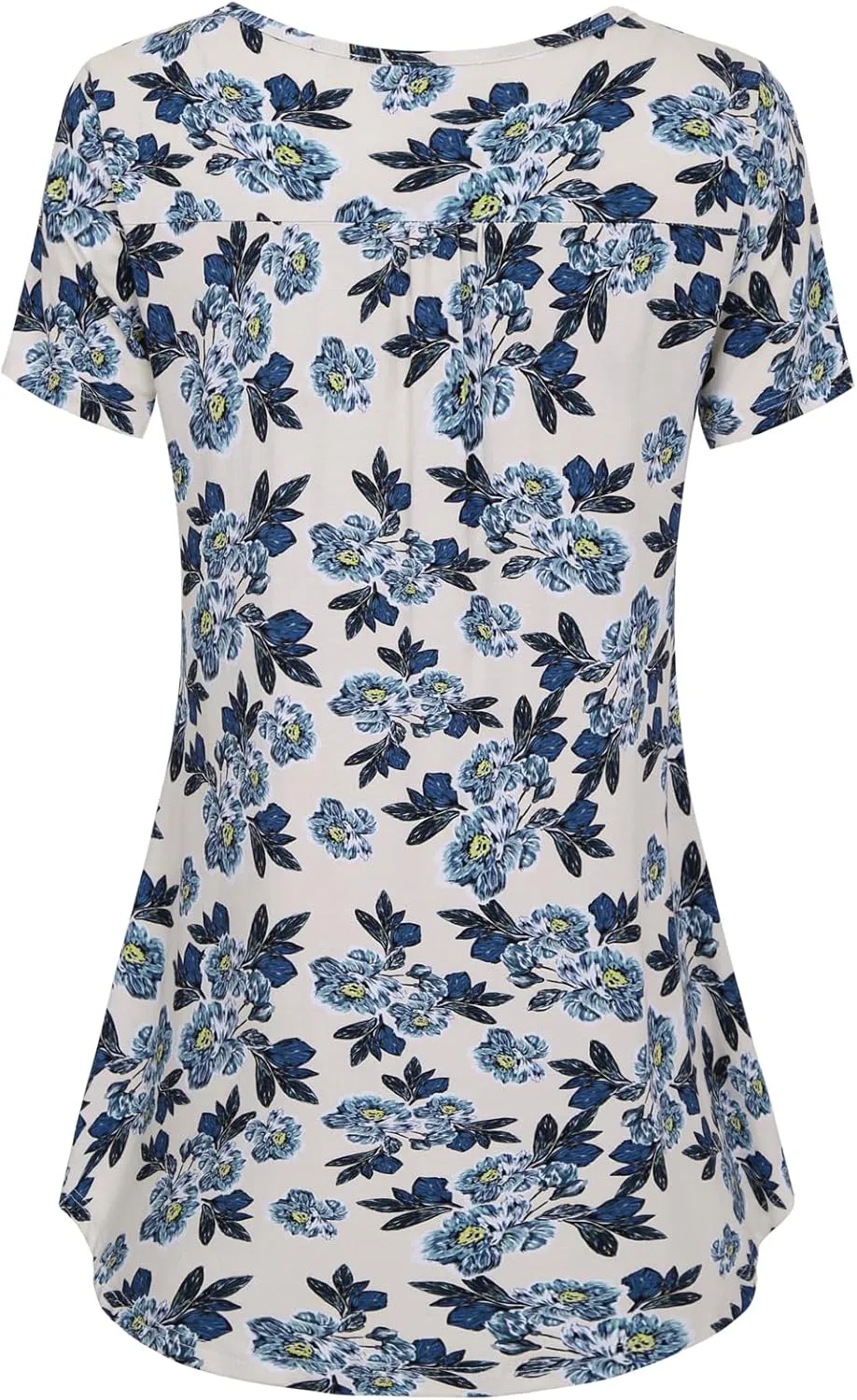 BAISHENGGT Women's Tunic Tops for Leggings Summer Short Sleeve V Neck Button Casual Blouses Flowy T Shirt