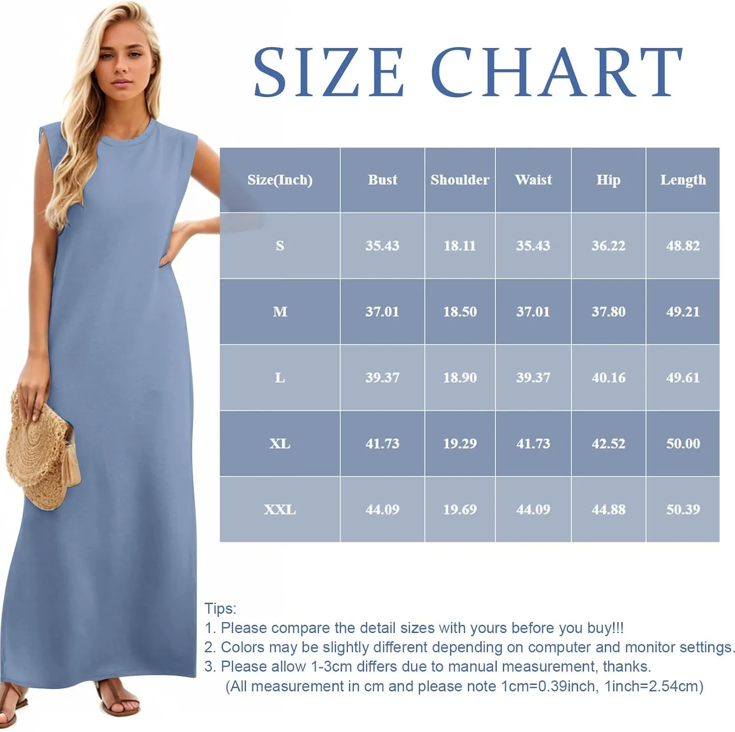 BAXLIMEK Maxi Dresses for Women,2025 Spring Summer Casual Loose Crewneck Cap Sleeve Sundress,Trendy Slit Flowy Beach Dress