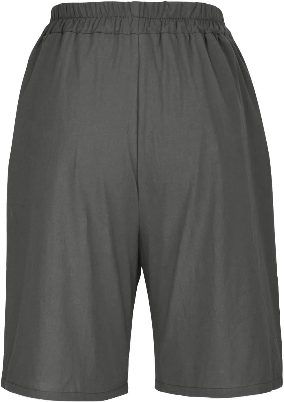Bermuda Shorts for Women Knee Length Summer Beach Linen Shorts Lightweight Wide Leg High Waisted Long Short w/Pockets