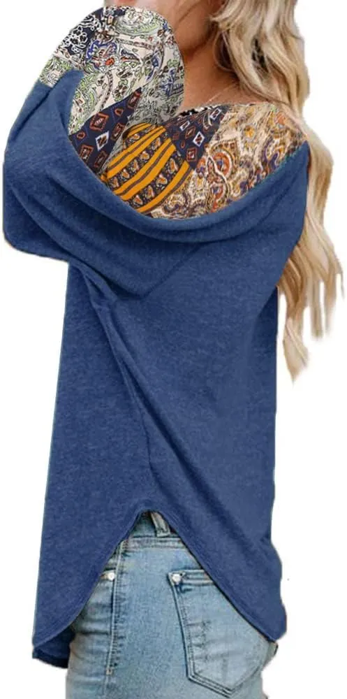 Beyove Boho Tops for Women Long Sleeve Fall Bohemian Casual Loose Fit Shirt Hippie Western Dressy Blouses