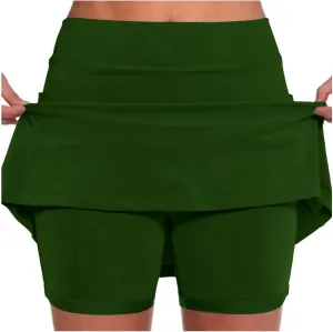 Black Mini Skirt with Shorts High Waisted Womens Skorts with Pockets Tummy Control Plus Size Athletic Sports Skirt