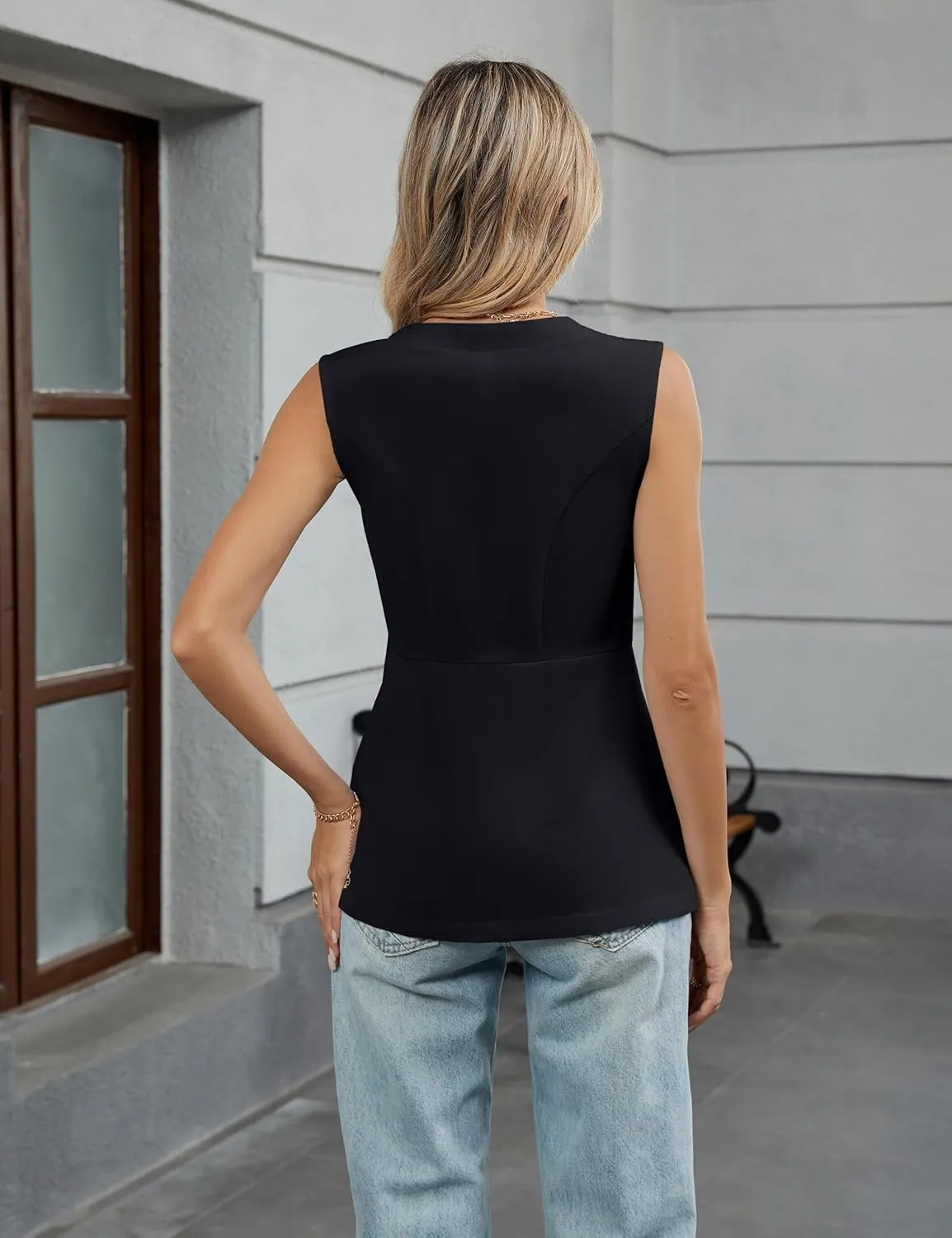 Blooming Jelly Womens Summer Tank Tops Button Down Sleeveless Vest Dressy Casual Blouses Business V Neck Outfits