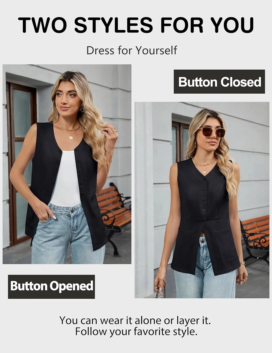 Blooming Jelly Womens Summer Tank Tops Button Down Sleeveless Vest Dressy Casual Blouses Business V Neck Outfits