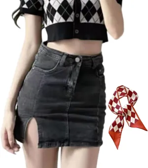 Bloomy Skorts,Bloomy Jean Skorts,Side Slit Stretch High Waisted Trendy Summer Denim Skirt Women with Shorts