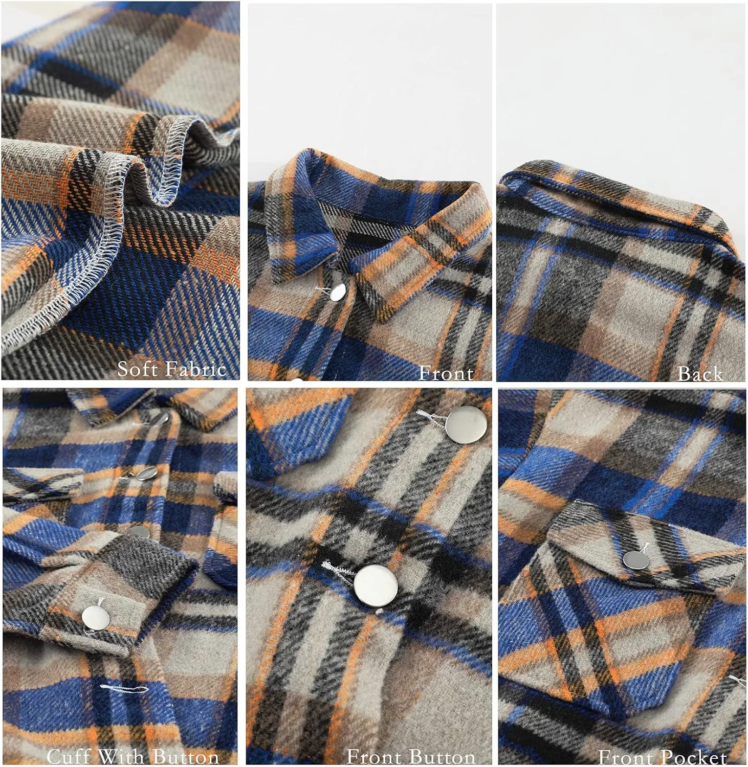 BTFBM Womens Plaid Jacket Long Sleeve Button Down Casual Flannel Shacket Shirts Loose Fall Spring Blouses Tops 2025