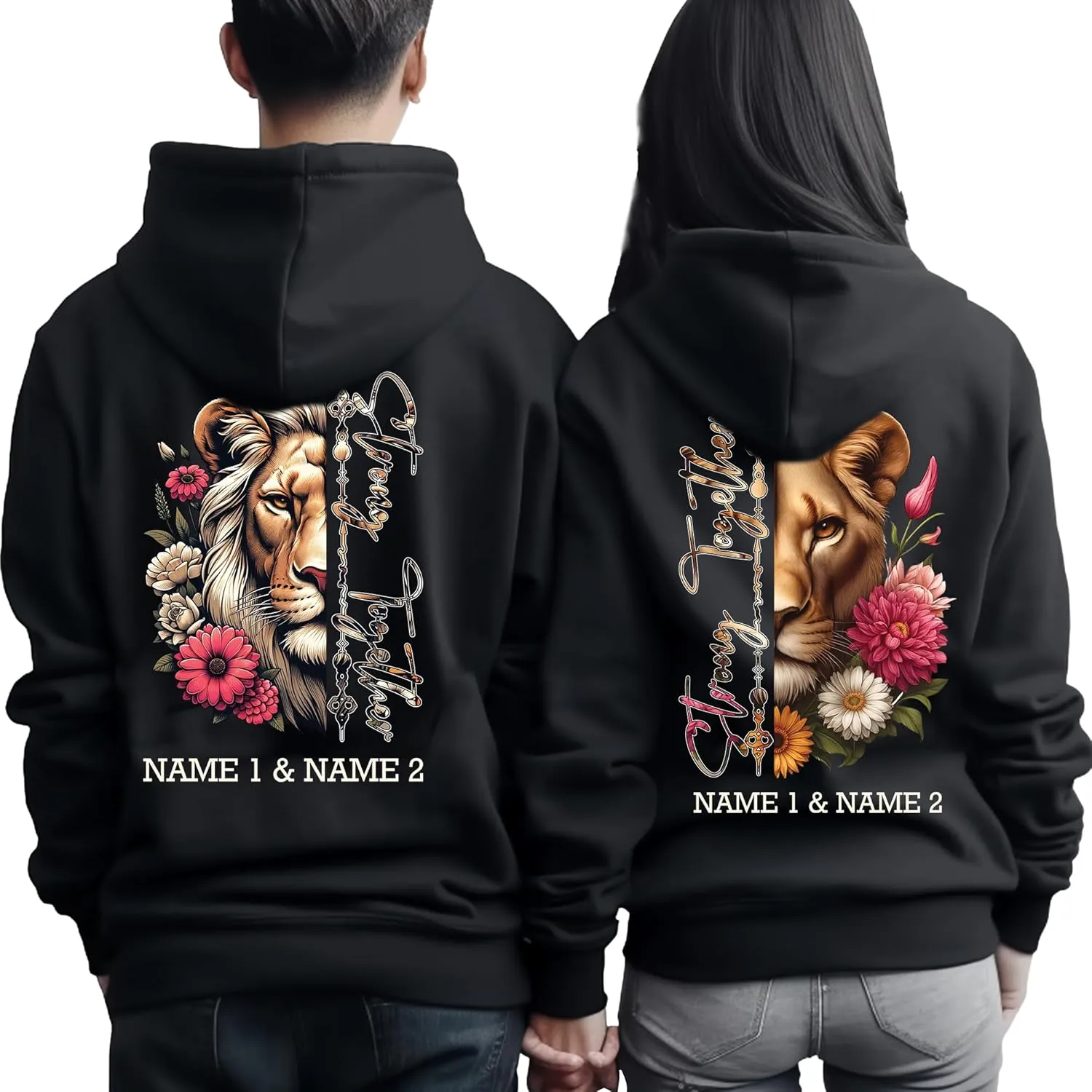 Camelliaa Shop Personalized Lion Couple Queen And King T-Shirt and Hoodie 2D S-5XL, Couple Hoodies, Matching Couple Hoodie