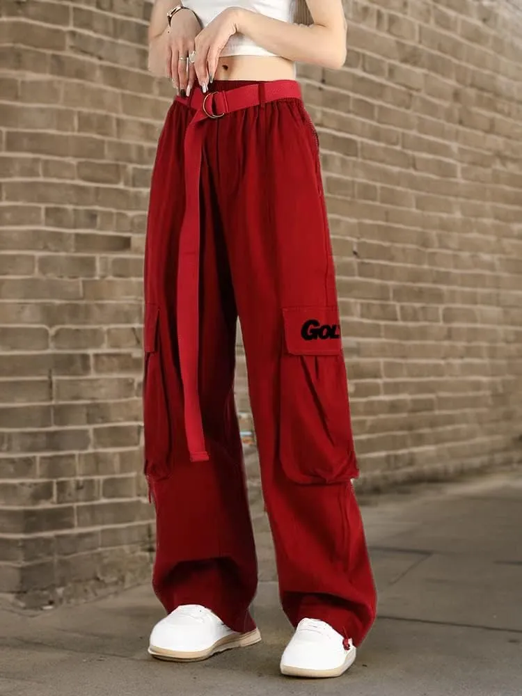 Cargo Pants Women with Pockets High Waist Baggy Casual Techwear Wide Leg Trousers Women Relaxed Fit Fashion Adjustable
