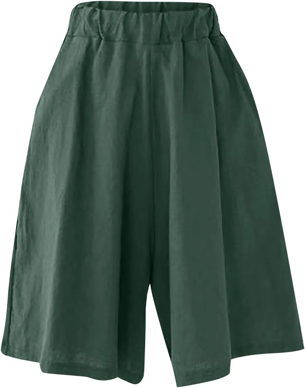 Casual Shorts for Women Dressy Drawstring High Waist Wide Leg 2025 Summer Beach Ruffle Solid Color Outfits with 2 Pockets