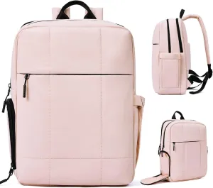 CLUCI Quilted Laptop Backpack fits 15.6" Laptop, Travel Backpack for Women, Lightweight Carry on Backpack for Airplanes, Puffy Gym Bag with Shoe Compartment (Pink)
