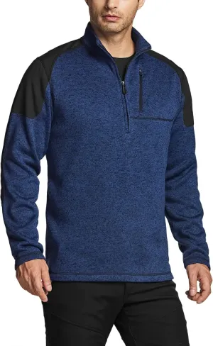 CQR Men's Thermal Fleece Half Zip Pullover, Winter Outdoor Warm Sweater, Lightweight Long Sleeve Sweatshirt