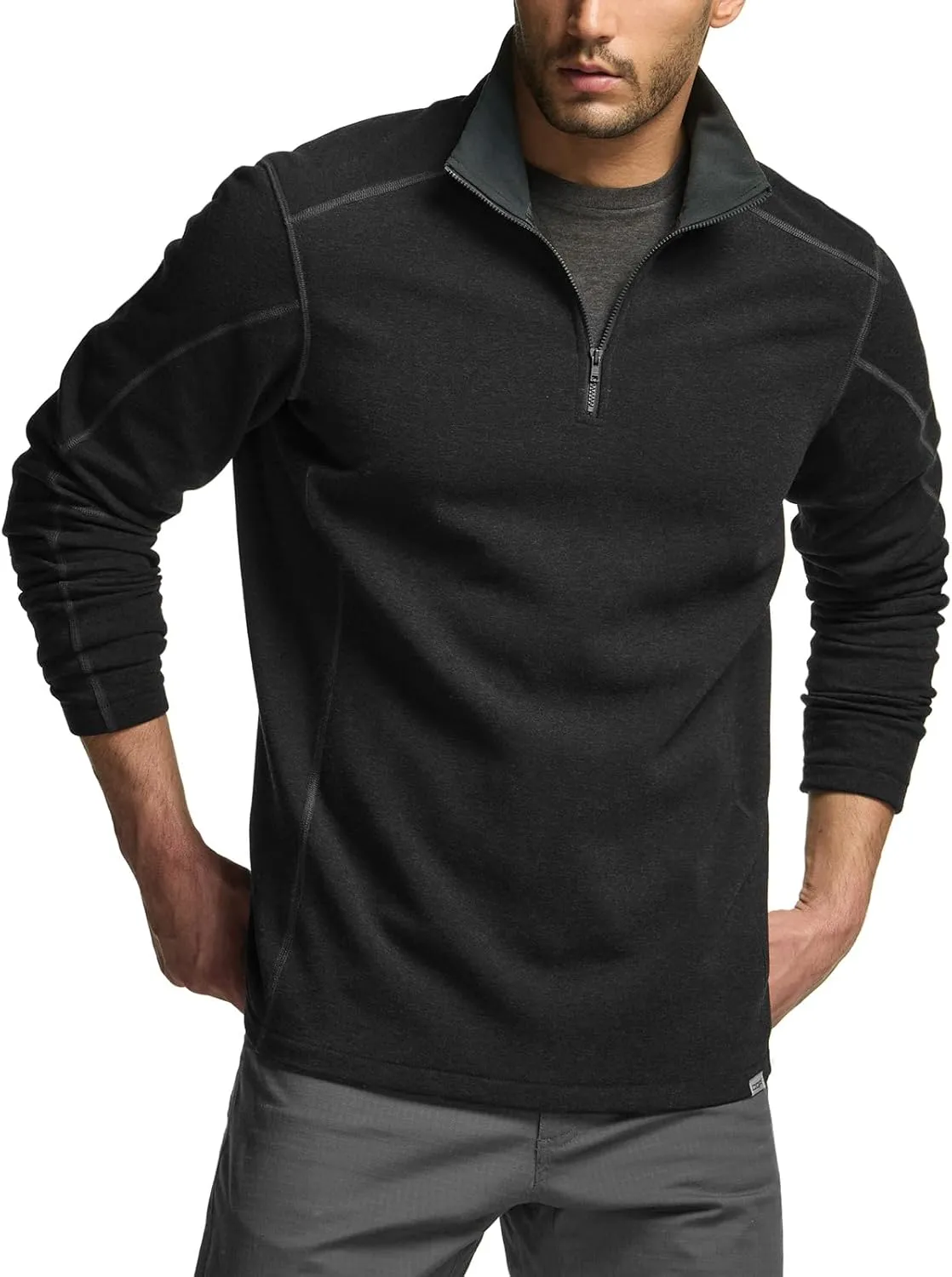 CQR Men's Thermal Fleece Half Zip Pullover, Winter Outdoor Warm Sweater, Lightweight Long Sleeve Sweatshirt