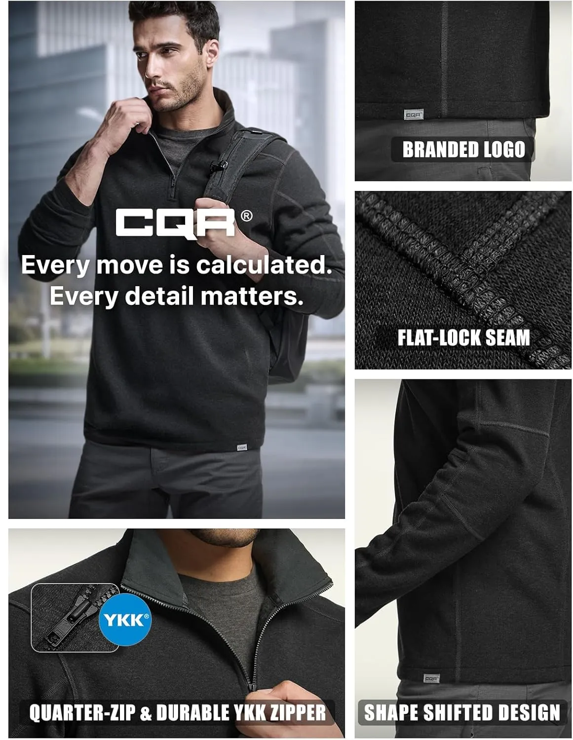 CQR Men's Thermal Fleece Half Zip Pullover, Winter Outdoor Warm Sweater, Lightweight Long Sleeve Sweatshirt