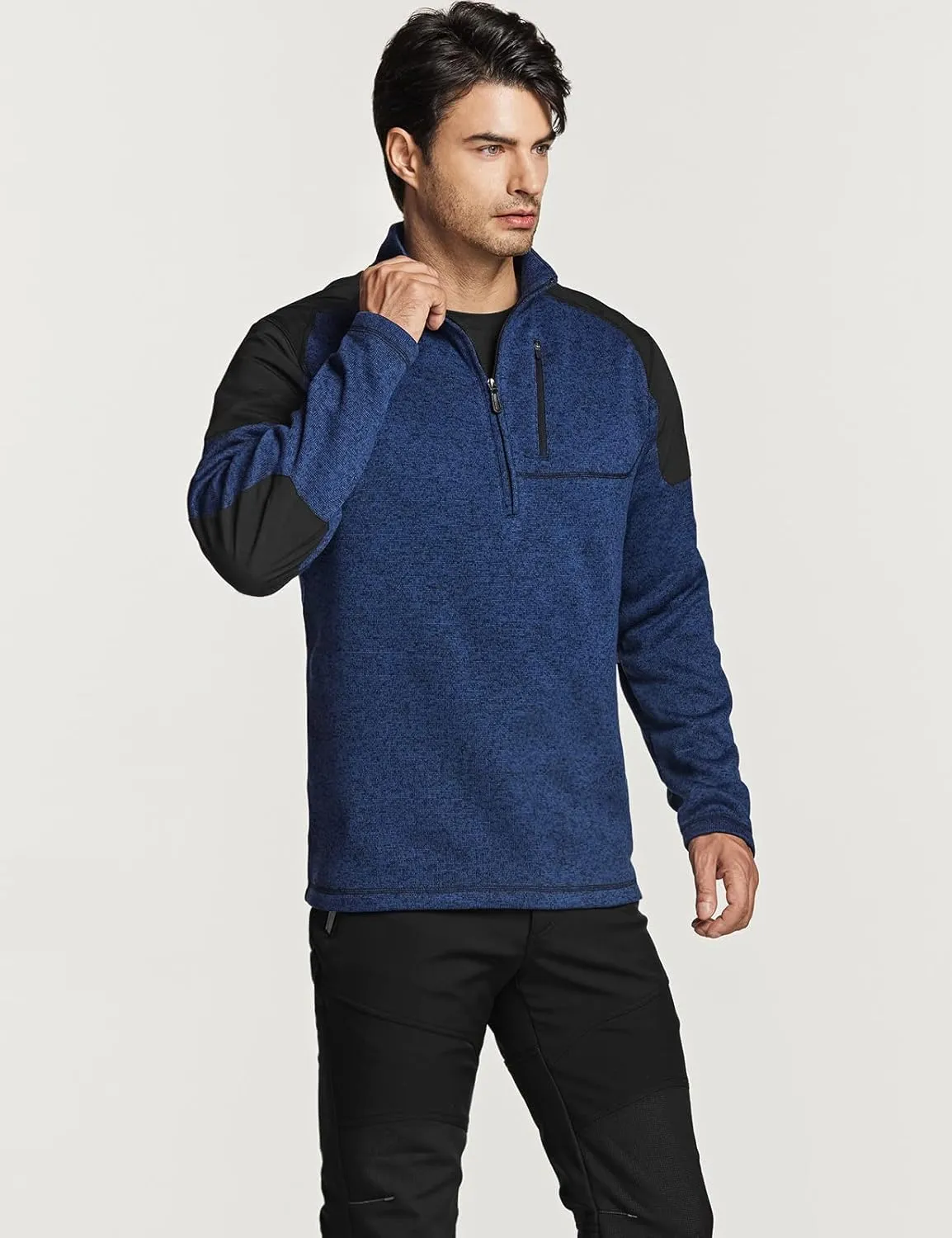 CQR Men's Thermal Fleece Half Zip Pullover, Winter Outdoor Warm Sweater, Lightweight Long Sleeve Sweatshirt