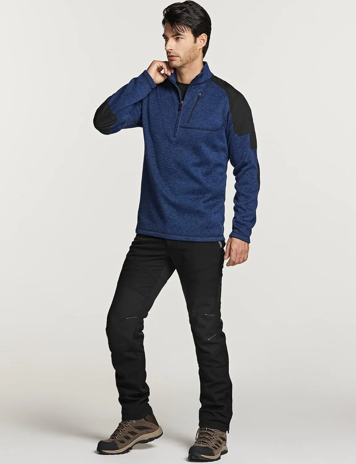 CQR Men's Thermal Fleece Half Zip Pullover, Winter Outdoor Warm Sweater, Lightweight Long Sleeve Sweatshirt