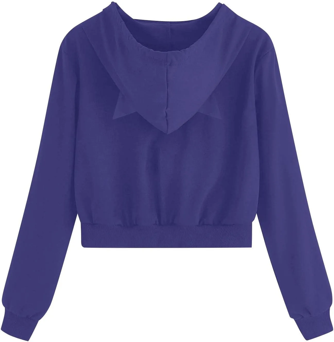 Cropped Zip Up Hoodies for Women Cute Cat Ear Hoodies Long Sleeve Sweatshirts Y2k Cat Hoodie for Women Clothes 2024