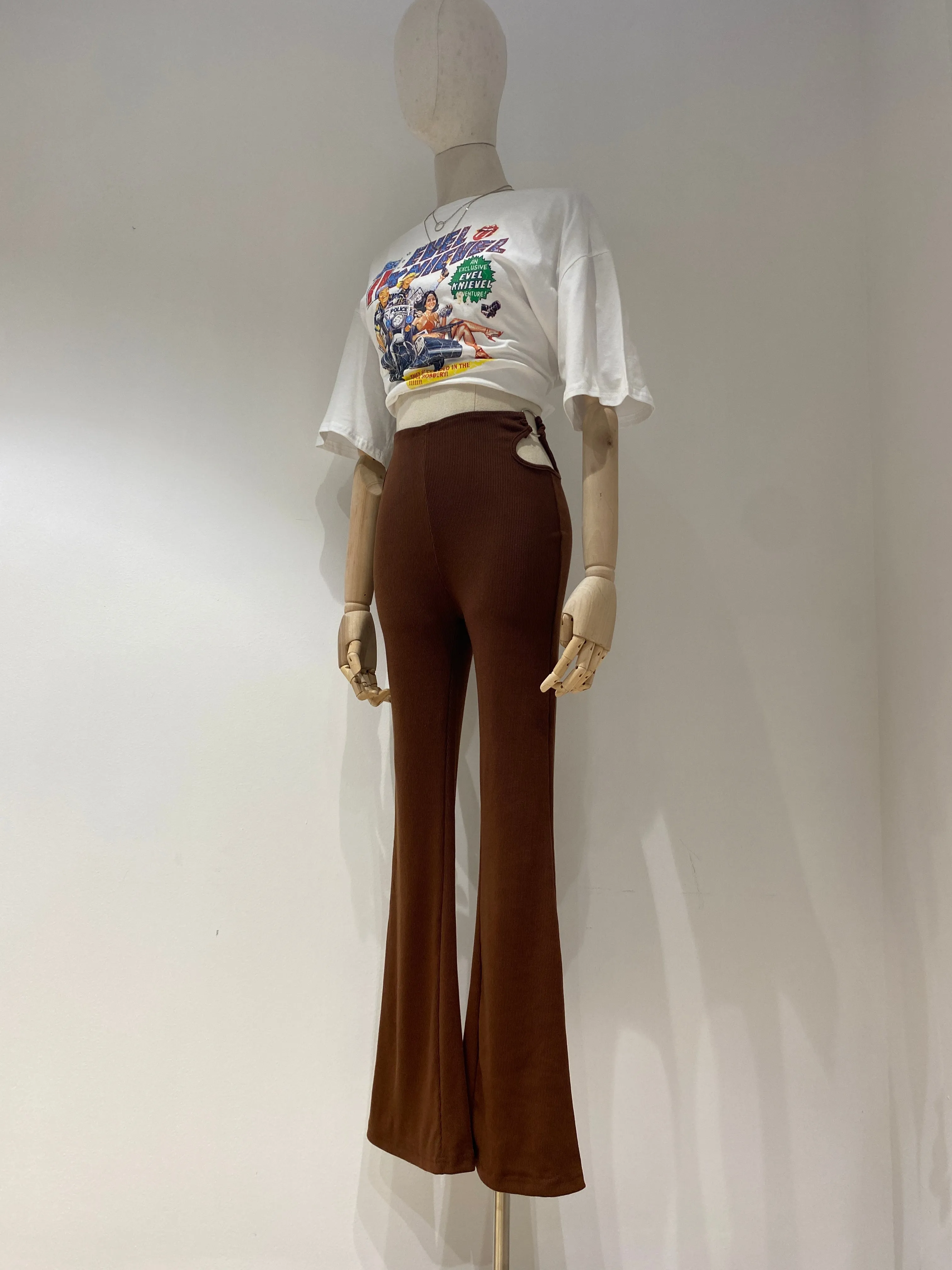 Cutout Flare Pants - Chocolate