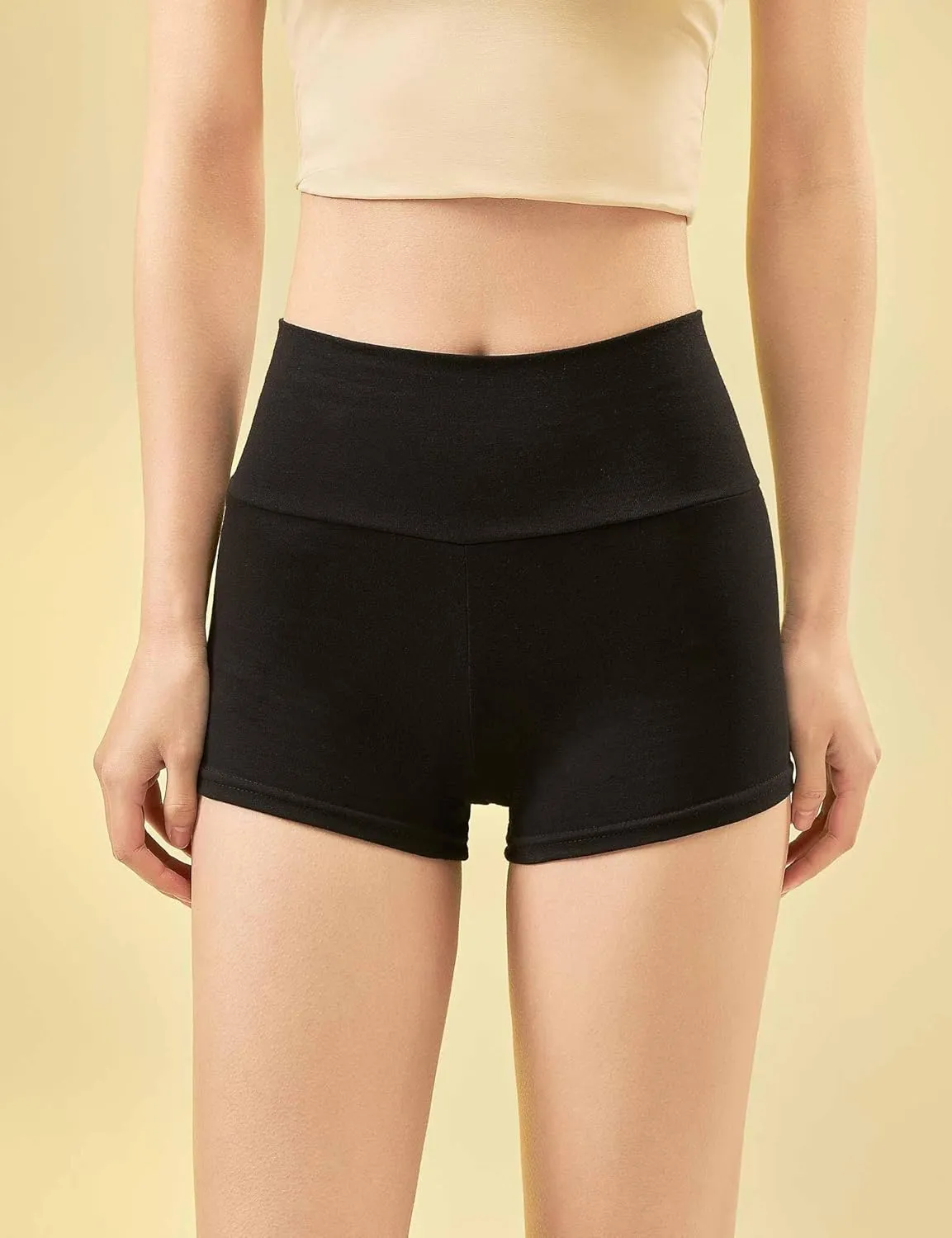 Daydance Black Cotton Women Ballet Shorts for Dance, Yoga, Workout, Volleyball, Gymnastics