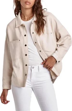 DEAR JOHN Gina Denim Shirt Jacket Women's Cropped Snap Button Long Sleeve