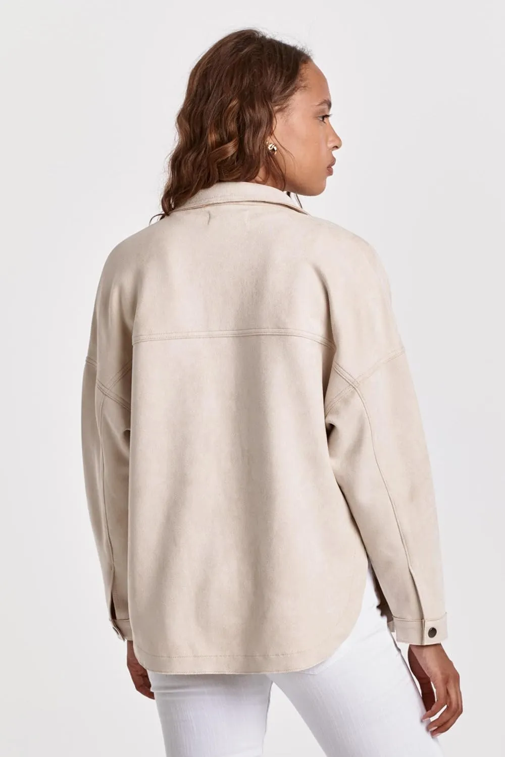 DEAR JOHN Gina Denim Shirt Jacket Women's Cropped Snap Button Long Sleeve