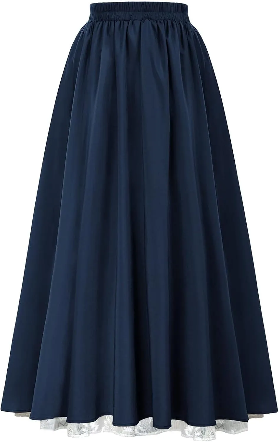 Double Layered Skirts for Women Vintage Elastic High Waist Maxi Skirt Fashion Victorian Renaissance Long Skirt