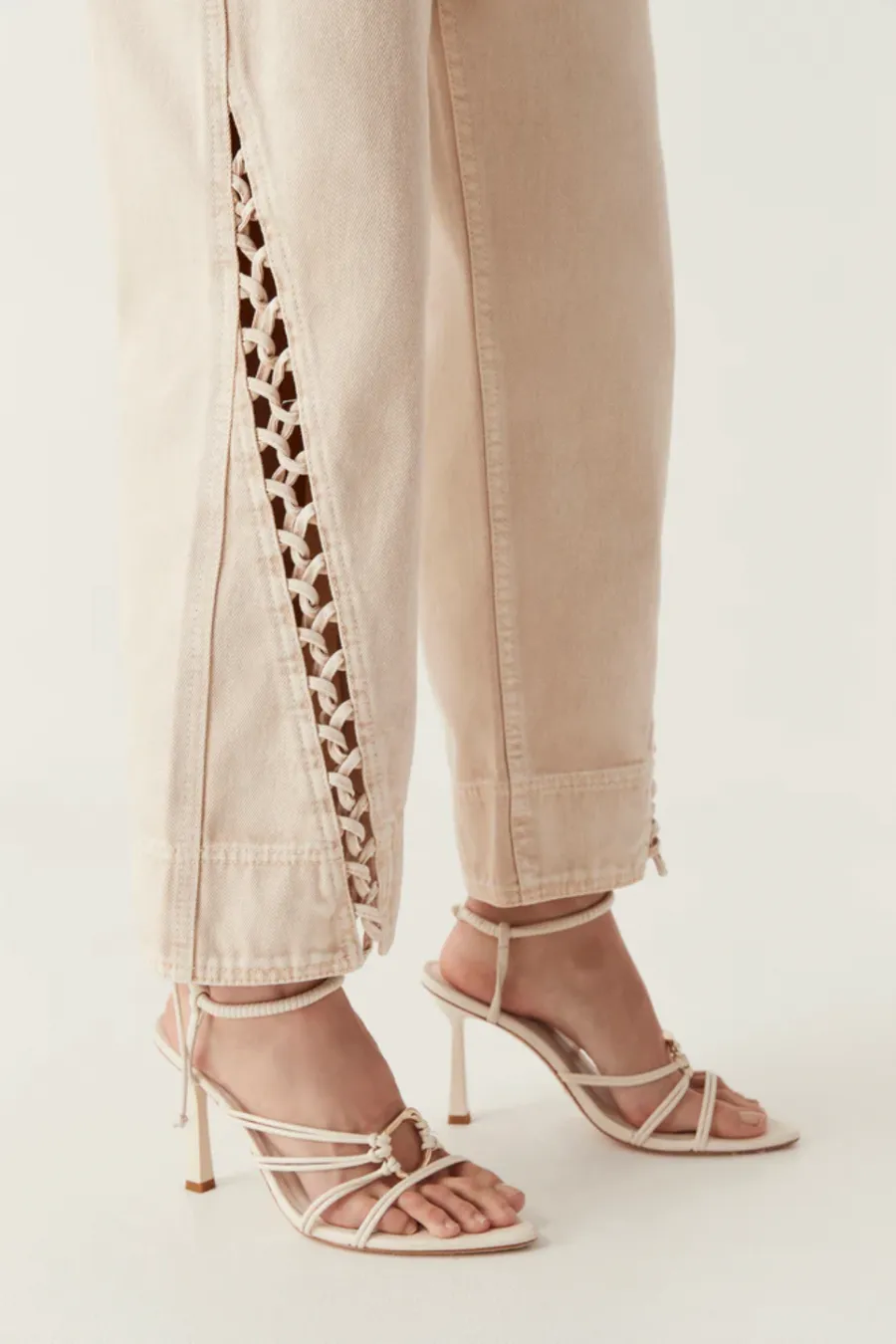Effie Braided Denim Jeans Stone