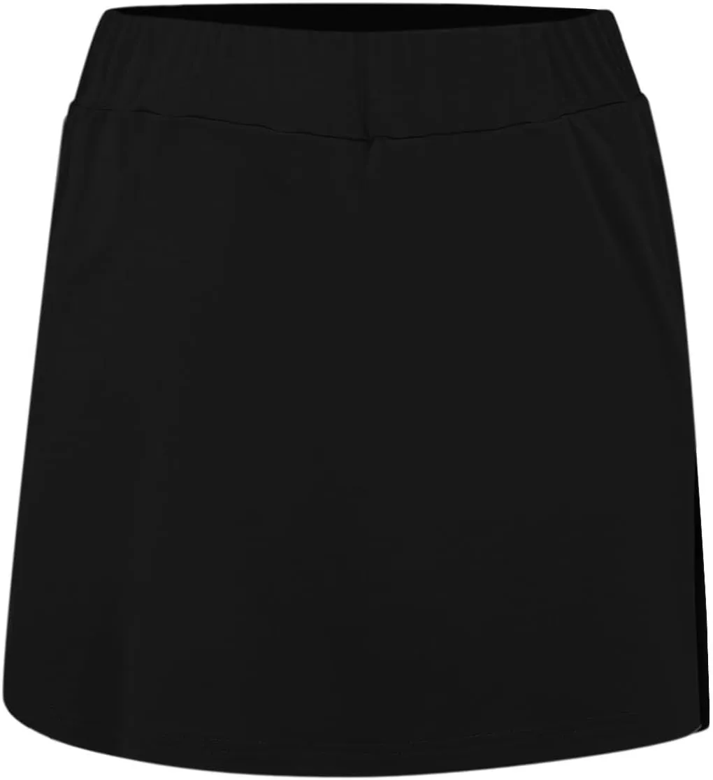 Elastic Yoga Skorts for Women Plus Size Tummy Control High Waisted Athletic Tennis Golf Culottes Pockets Shorts