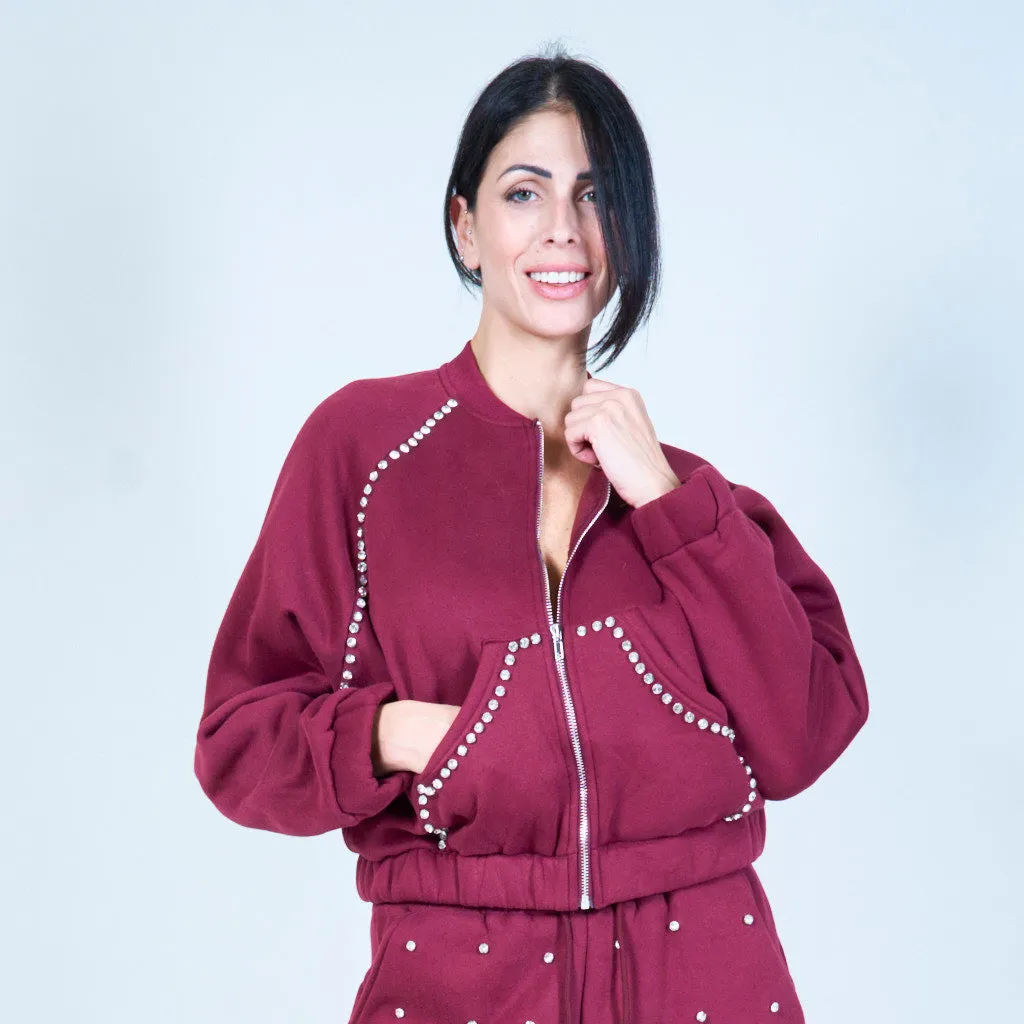 Embellished jacket and pants set wholesale