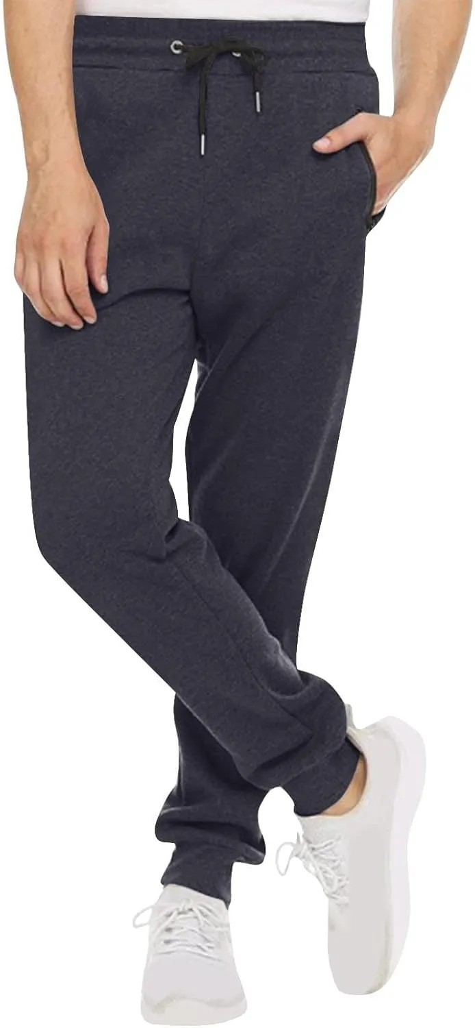 evzosrz Mens Sweatpant Slim Fit Active Athletic Workout Jogger Elastic High Waisted Track Bottom Trousers with Zipper Pockets